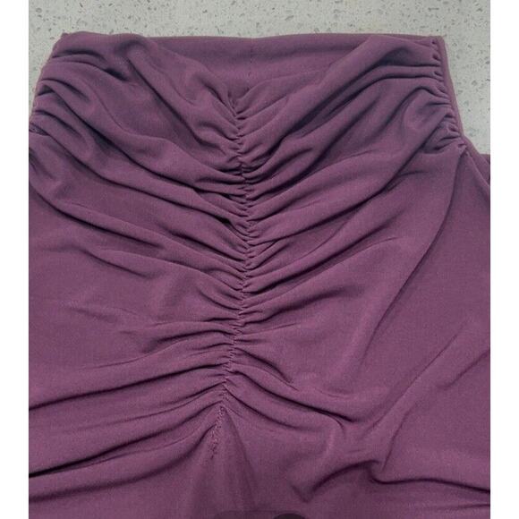 Susan Graver 1X Plum Purple Ruched Turtleneck Stretch Long Sleeve Liquid Knit - Picture 5 of 8